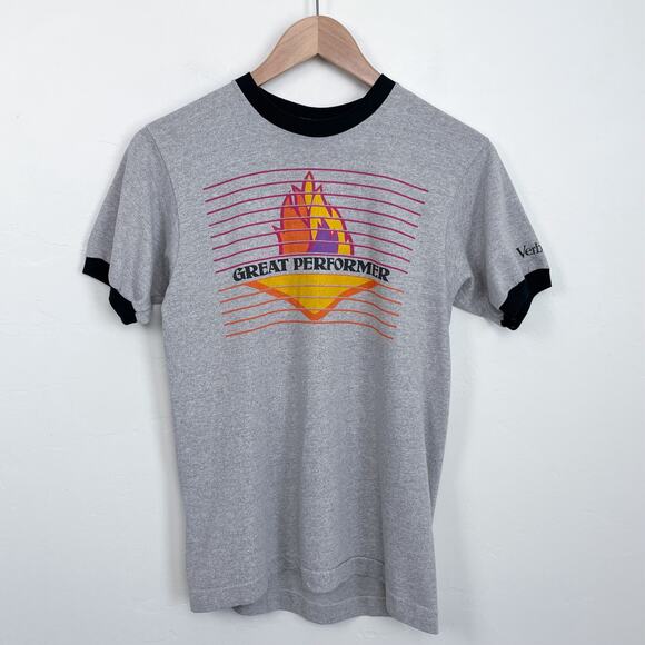 Vintage Verbatim Great Performer Single Stitch Ringer T-Shirt - Picture 1 of 6